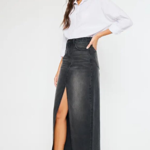90's Denim Maxi Skirt Black - Picture 2 of 7